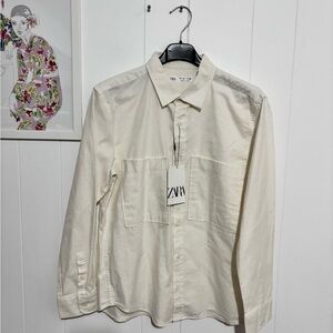 Zara Boys Cream Button-Up Shirt